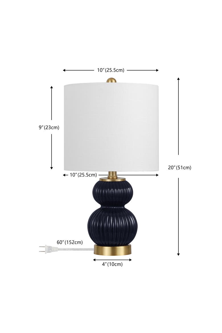 Daphne Ribbed Metal/Glass LED Table Lamp, Alternate, color, Navy