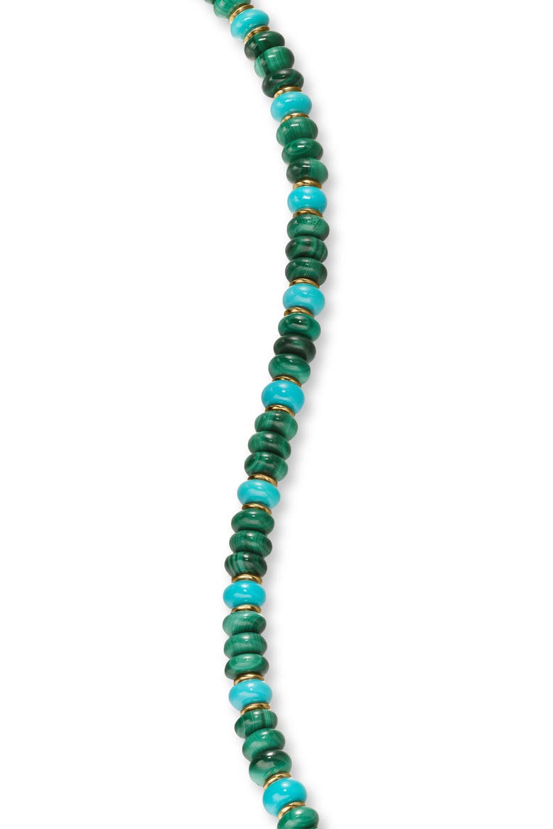 Men's Spiritual Beads Bracelet in 18K Yellow Gold with Malachite and Turquoise, Alternate, color, 18K GOLD