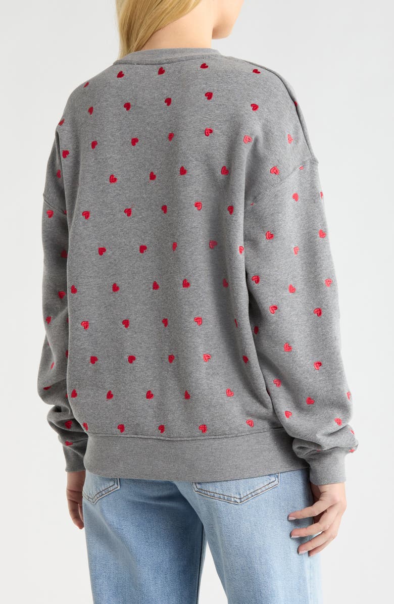 Beach Riot Devyn Embroidered Hearts Oversized Sweatshirt, Alternate, color, Red Love Hearts