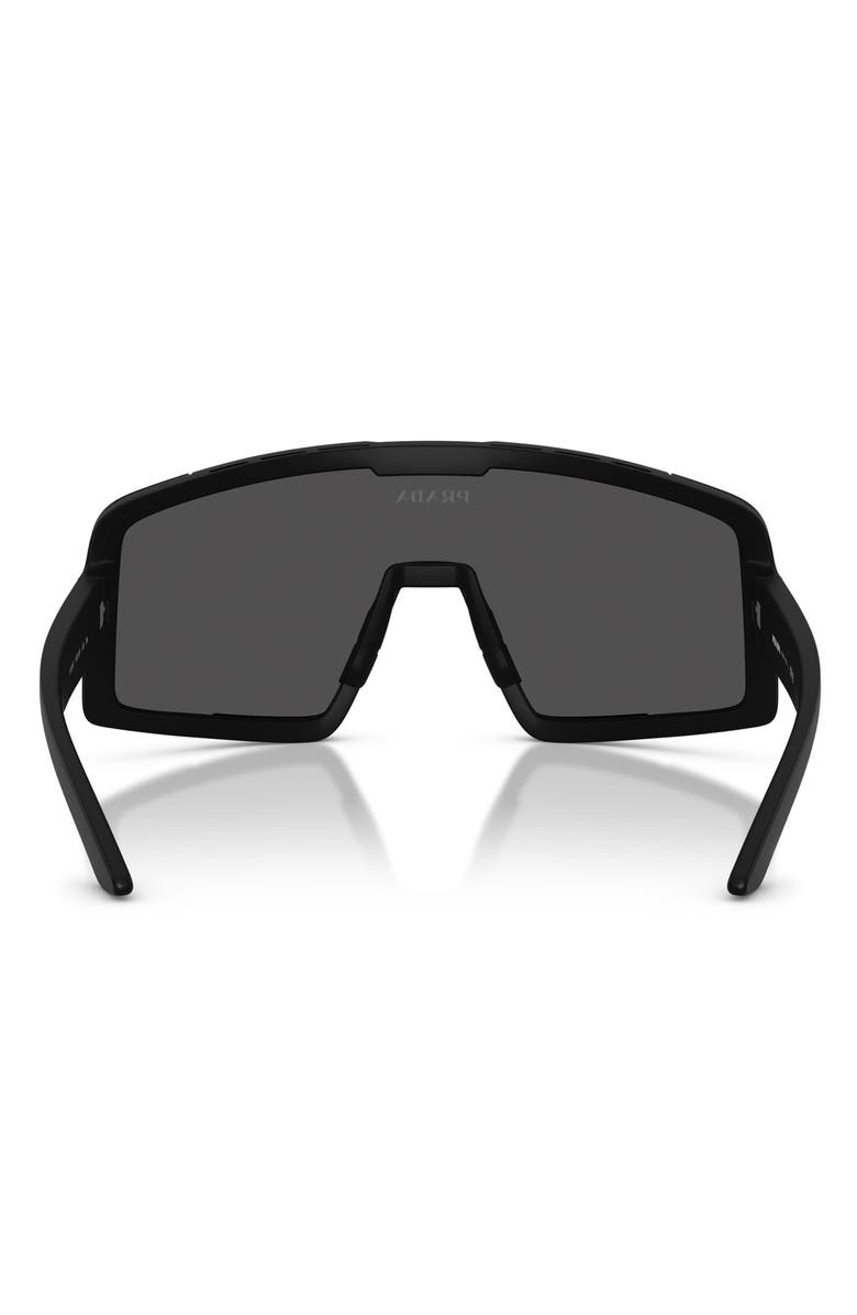 Prada Linea Rossa 144mm Shield Sunglasses, Alternate, color, Matte Black / Dark Grey