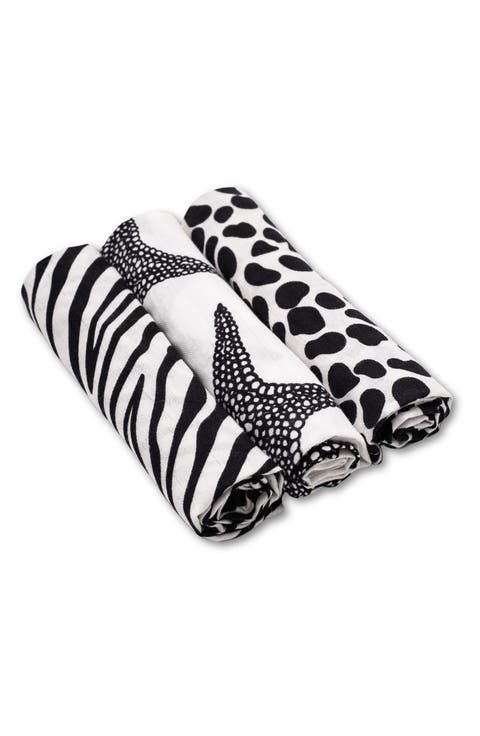 3-Pack Animal Sensory Organic Cotton Muslin Blankets