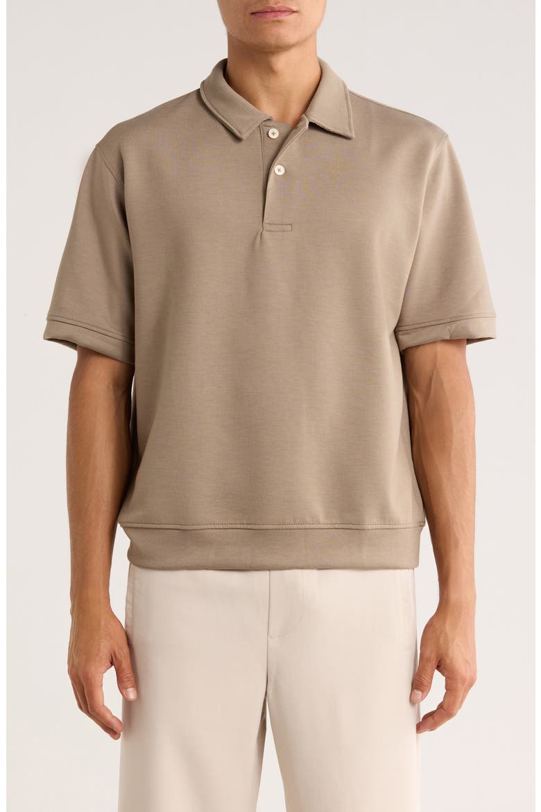Dusty Relaxed Fit Knit Polo, Main, color, BROWN