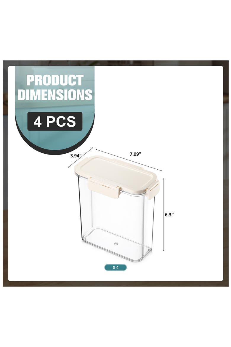Set of 4 Airtight Food Storage Containers, Alternate, color, NO COLOR