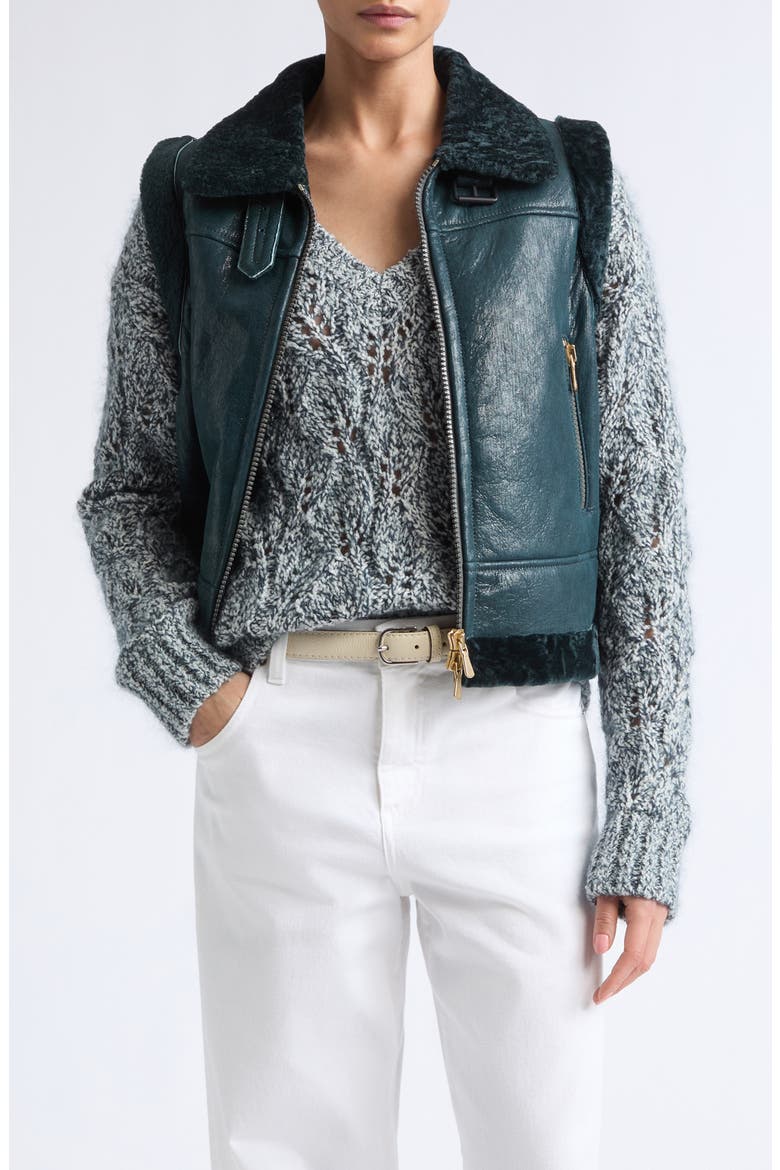 Genuine Shearling Vest, Main, color, 178 DARK JADE
