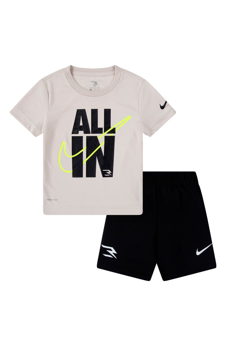 3 Brand All In Graphic T-Shirt & Shorts Set, Main, color, Desert Sand