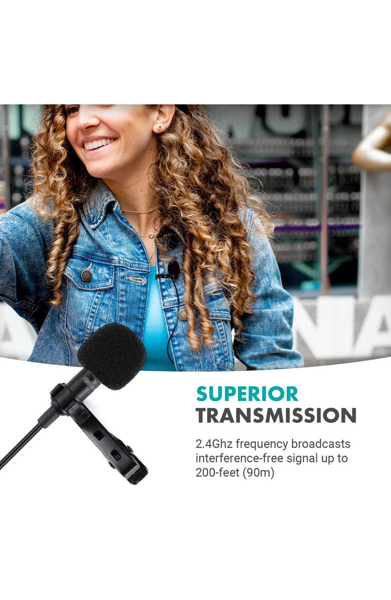 MOVO WMX-1-UL Wireless USB and USB-C Lavalier Microphone System for Computers, Alternate, color, Black