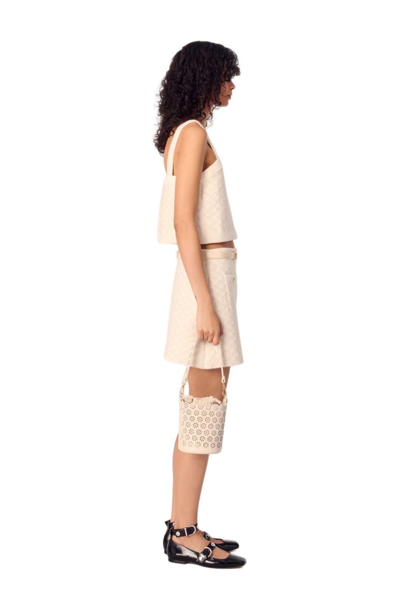 maje Tweed-effect knitted skirt, Alternate, color,