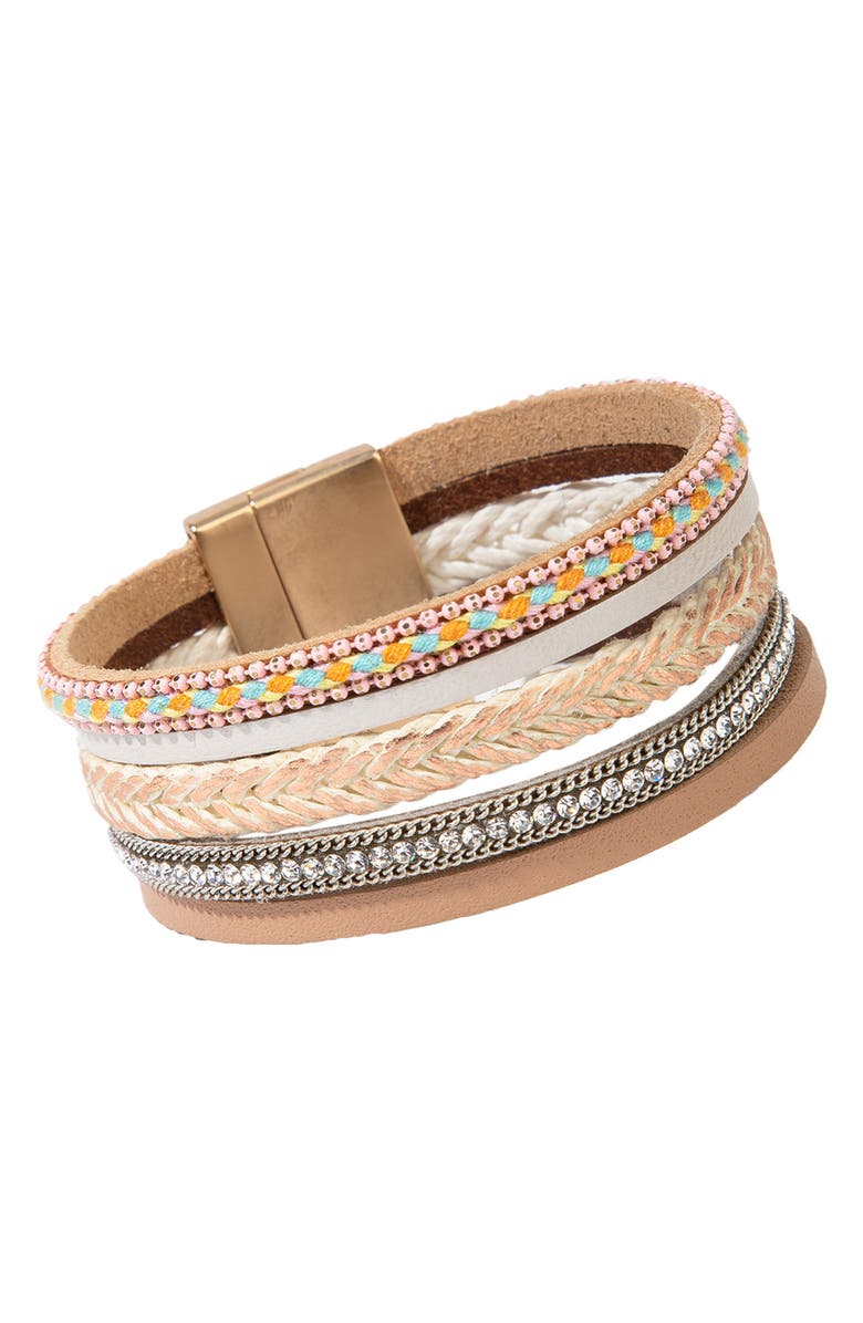 SAACHI Braided Leather Bracelet, Alternate, color, Taupe
