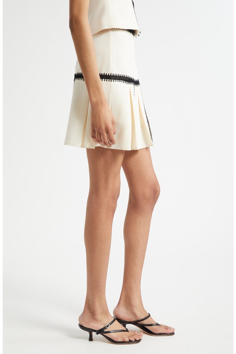 Sinclaire Crochet Pleated Skirt, Alternate, color, GARDENIA/ BLACK