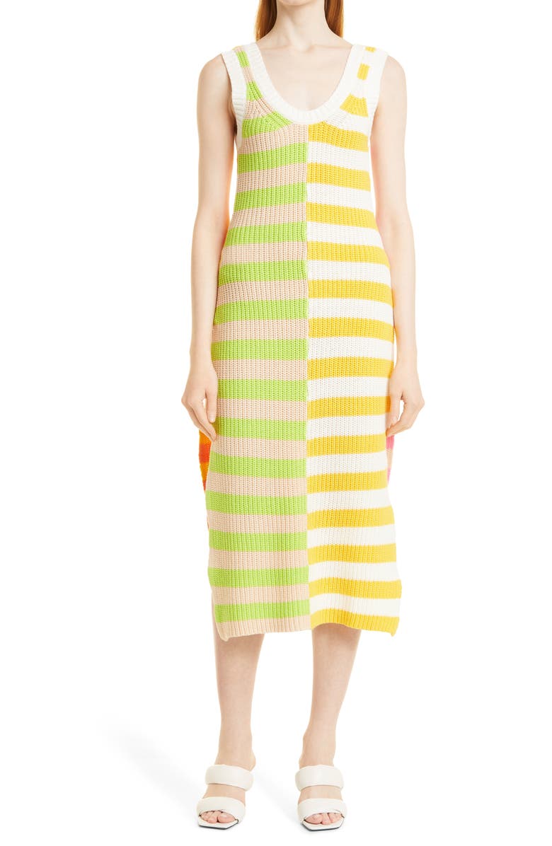 STAUD Seashore Colorblock Stripe Tank Dress, Main, color, 
