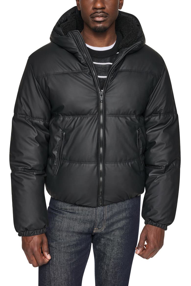 Water Resistant Hooded Puffer Jacket, Main, color, BLACK