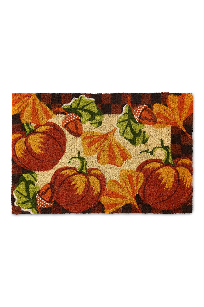 Checked Pumpkin Harvest Doormat, Main, color, MULTI