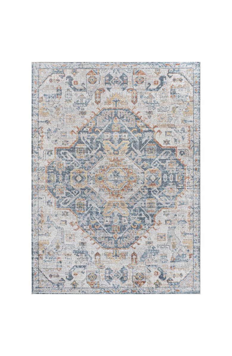 JONATHAN Y Shaemus Bohemian Medallion Low-Pile Machine-Washable Area Rug, Alternate, color, Cream/Blue/Terra