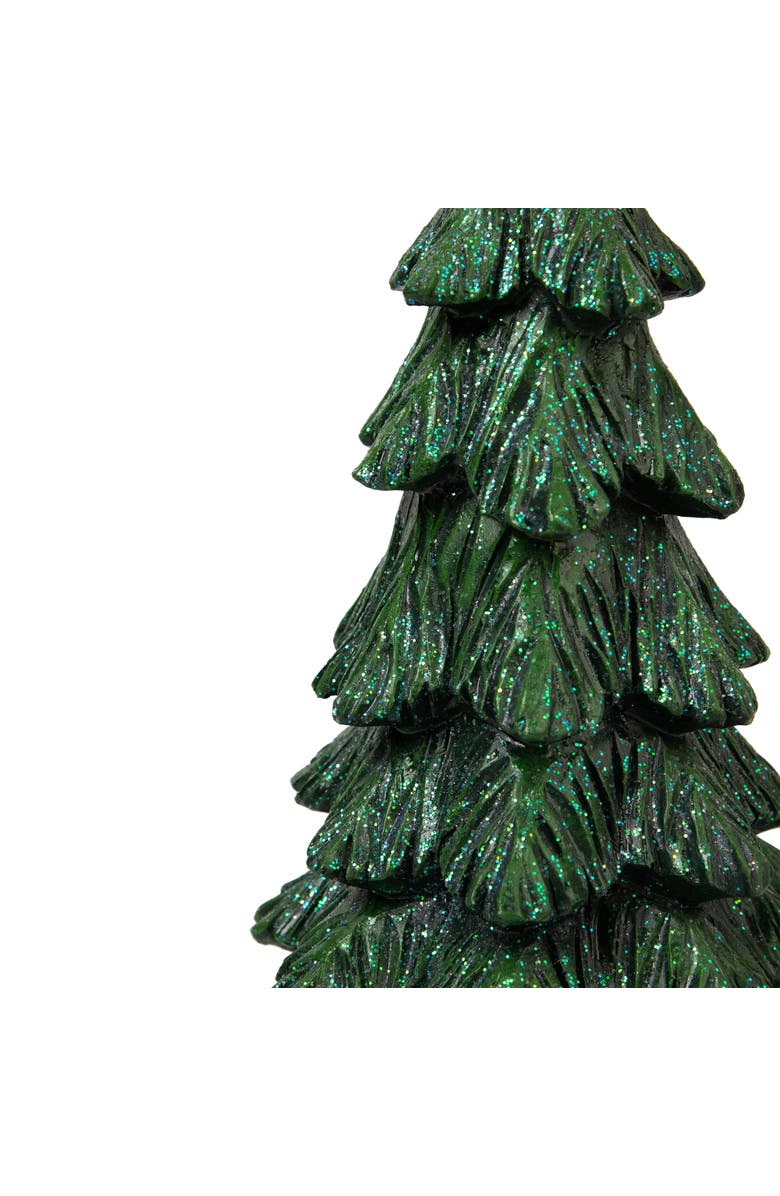 Northlight Carved Glittery Trees Christmas Decorations - Set of 2 - Green, Alternate, color, Green