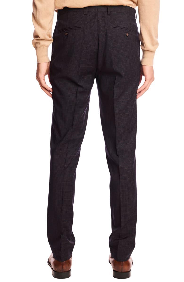 PAISLEY & GRAY Downing Slim Fit Flat Front Grid Dress Pants, Alternate, color, Blue Camel Grid