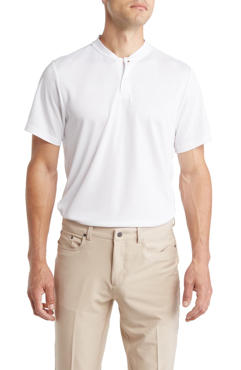 PGA TOUR Short Sleeve Baseball Pique Polo, Main, color, Bright White