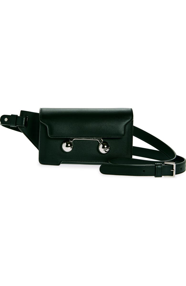 Marni Trunkaroo Leather Crossbody Bag, Main, color, 00N99 Black