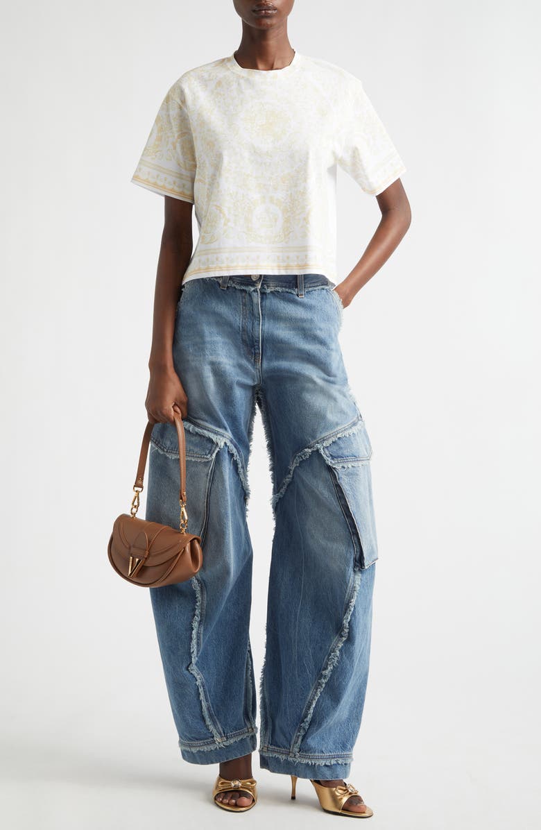 Versace Barocco Cotton Jersey T-Shirt, Alternate, color, Washed Out Gold