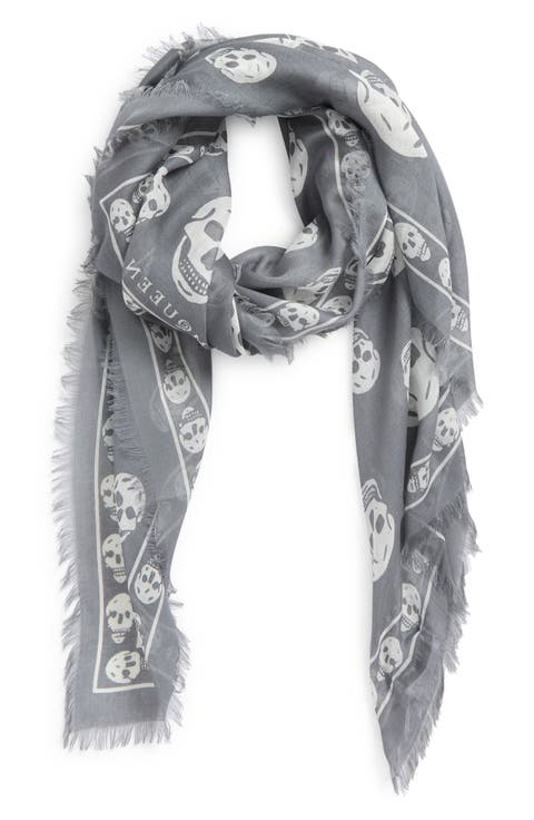 Skull Print Silk Scarf