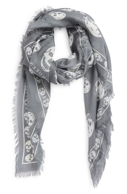 Alexander Mcqueen Mcqueen Skull Print Silk Scarf In Gray