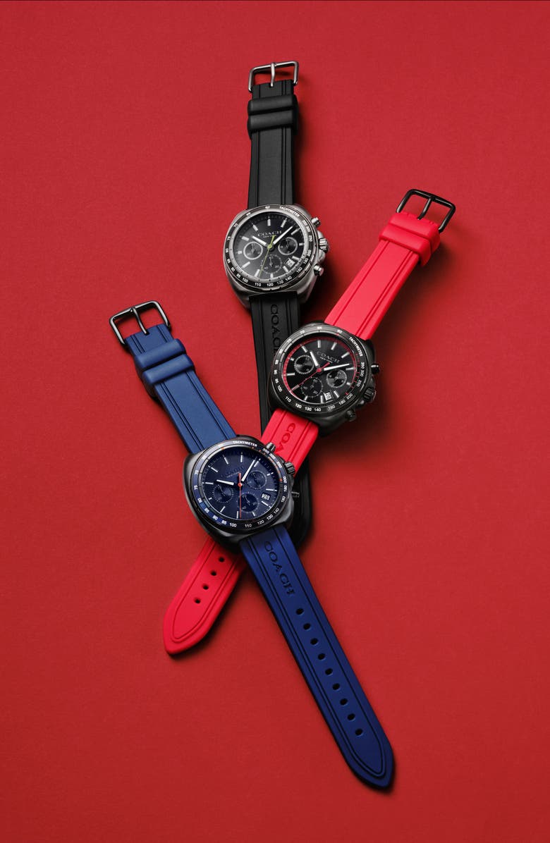 COACH Charter Chronograph Silicone Strap Watch, 44.5mm, Alternate, color, 