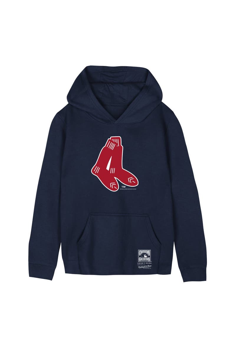 Youth Mitchell & Ness Navy Boston Red Sox Retro Logo Hoodie, Main, color, Navy