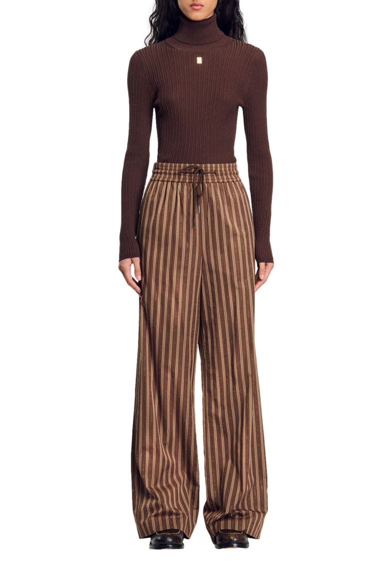 Striped trousers, Main, color, Brown