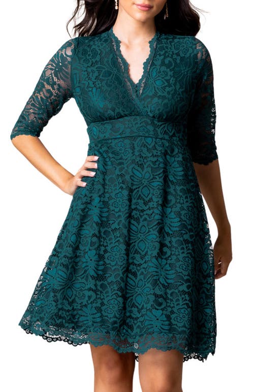 Kiyonna Mademoiselle A-line Lace Cocktail Dress In Emerald Green