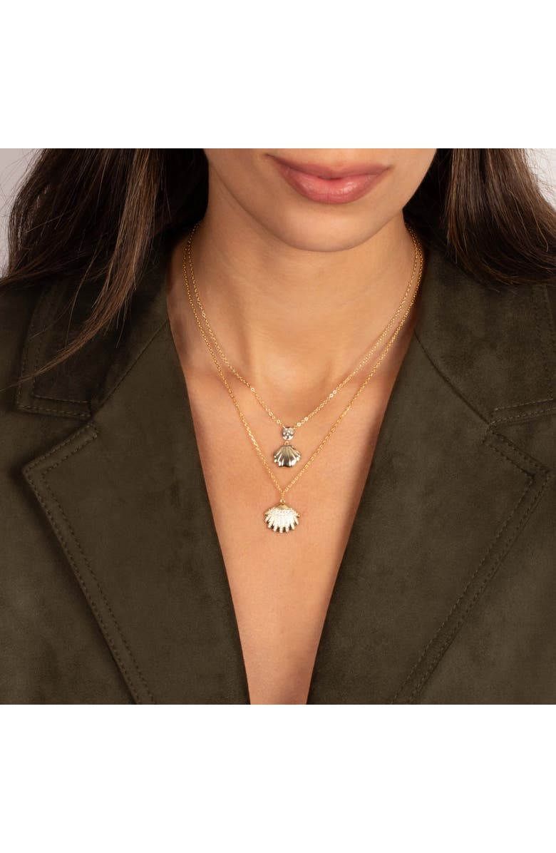 BY ADINA EDEN Pavé Seashell Pendant Necklace, Alternate, color, Gold