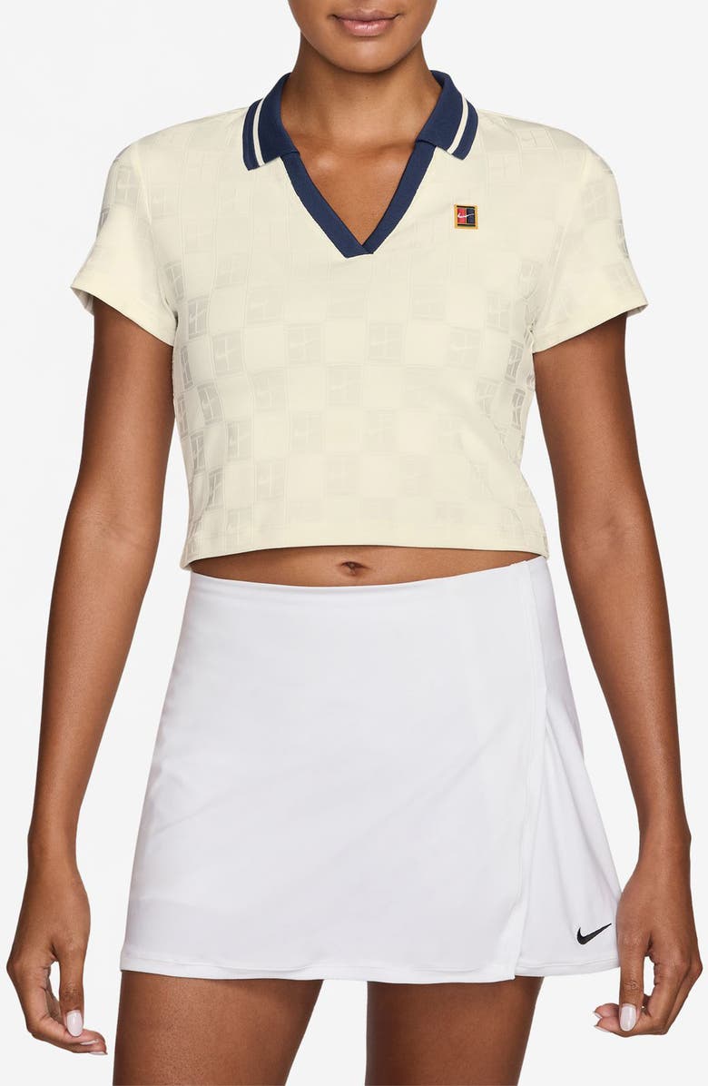 Nike Dri-FIT Crop Polo, Main, color, Sail/ Midnight Navy