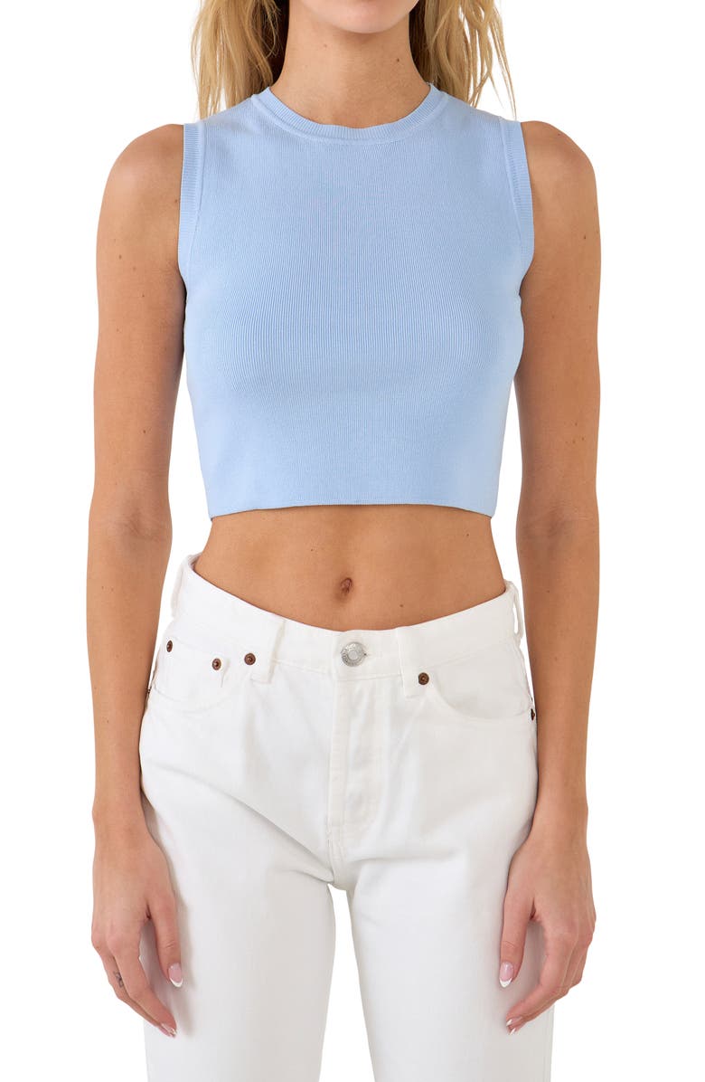 Grey Lab Rib Sleeveless Crop Top, Alternate, color, Powder Blue