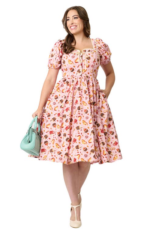 Unique Vintage 1940s Sweetheart Button Front Swing Dress in Pink  product