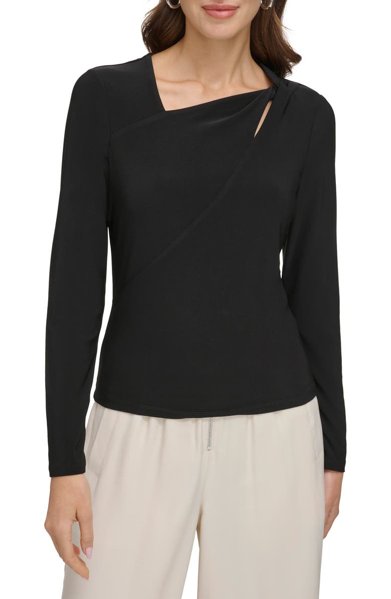 DKNY Asymmetric Twist Neck Top, Main, color, 