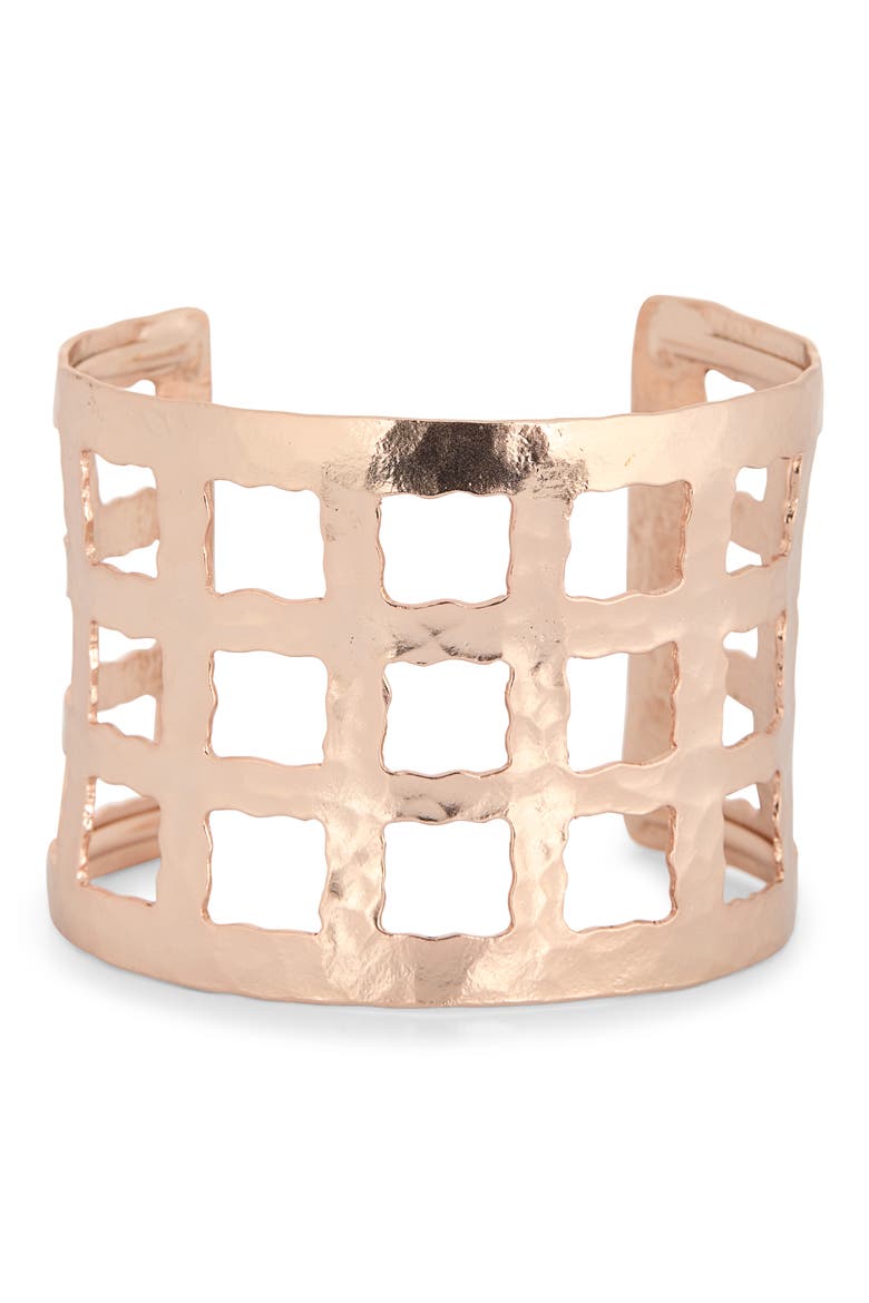 Hammered Cage Cuff Bracelet, Main, color, ROSE GOLD