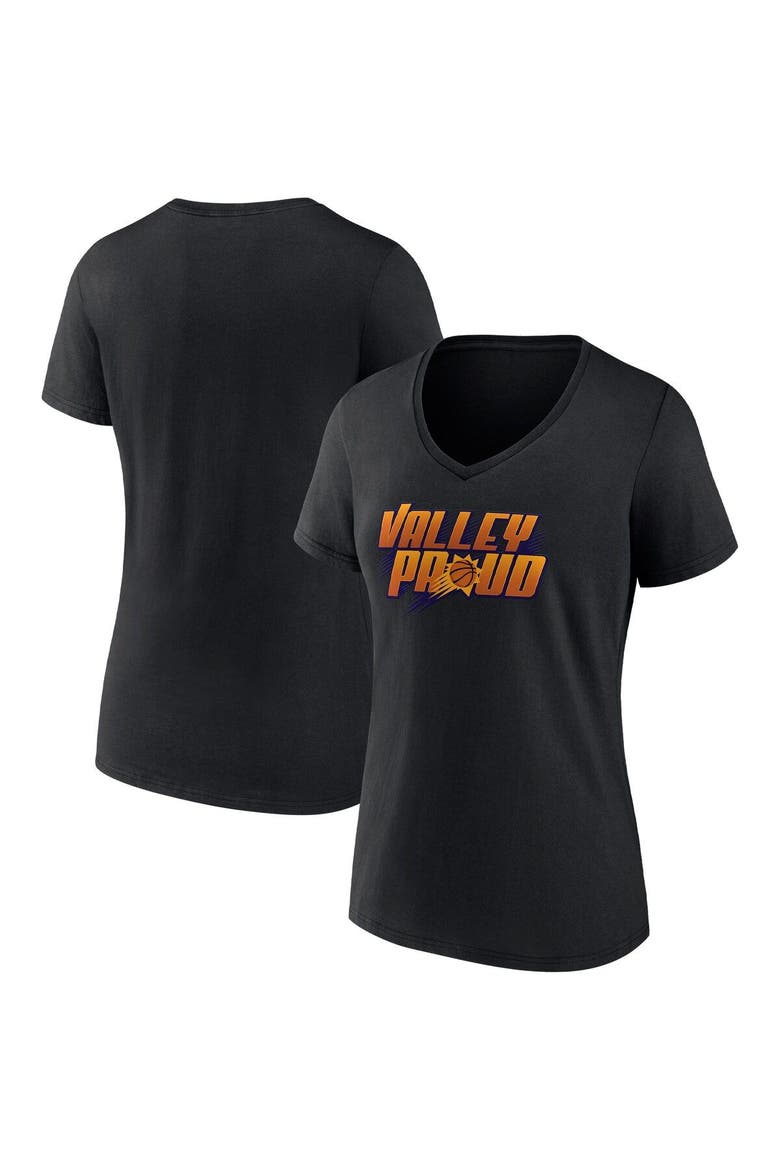 Women's Fanatics Branded Black Phoenix Suns Hometown Collection Valley Proud V-Neck T-Shirt, Main, color, Black