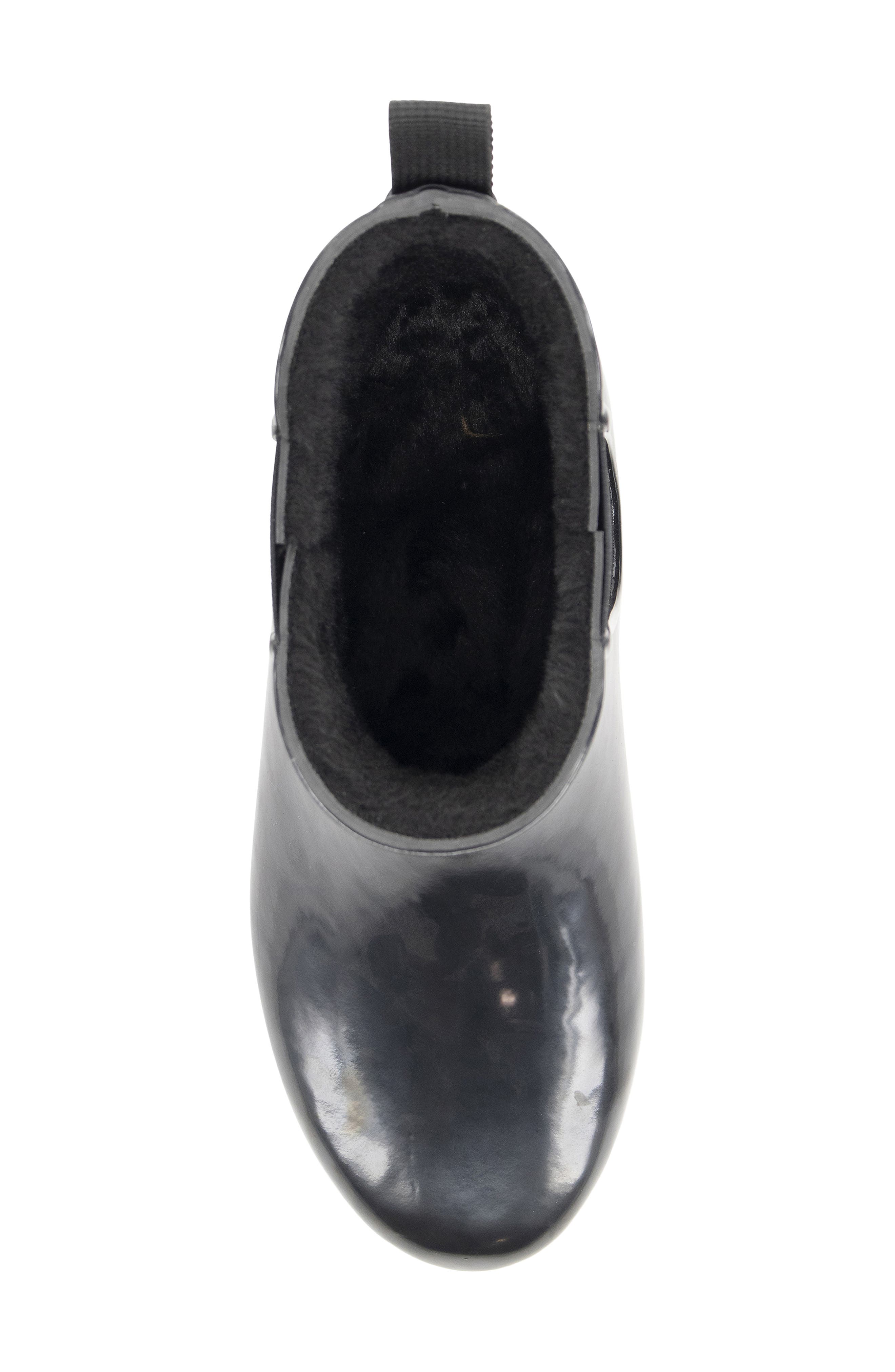 Delridge Faux Fur Chelsea Rain Boot, Alternate, color, BLACK