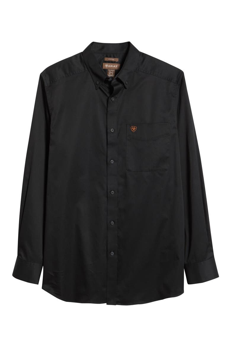Solid Twill Classic Fit Button Down Shirt, Alternate, color, BLACK