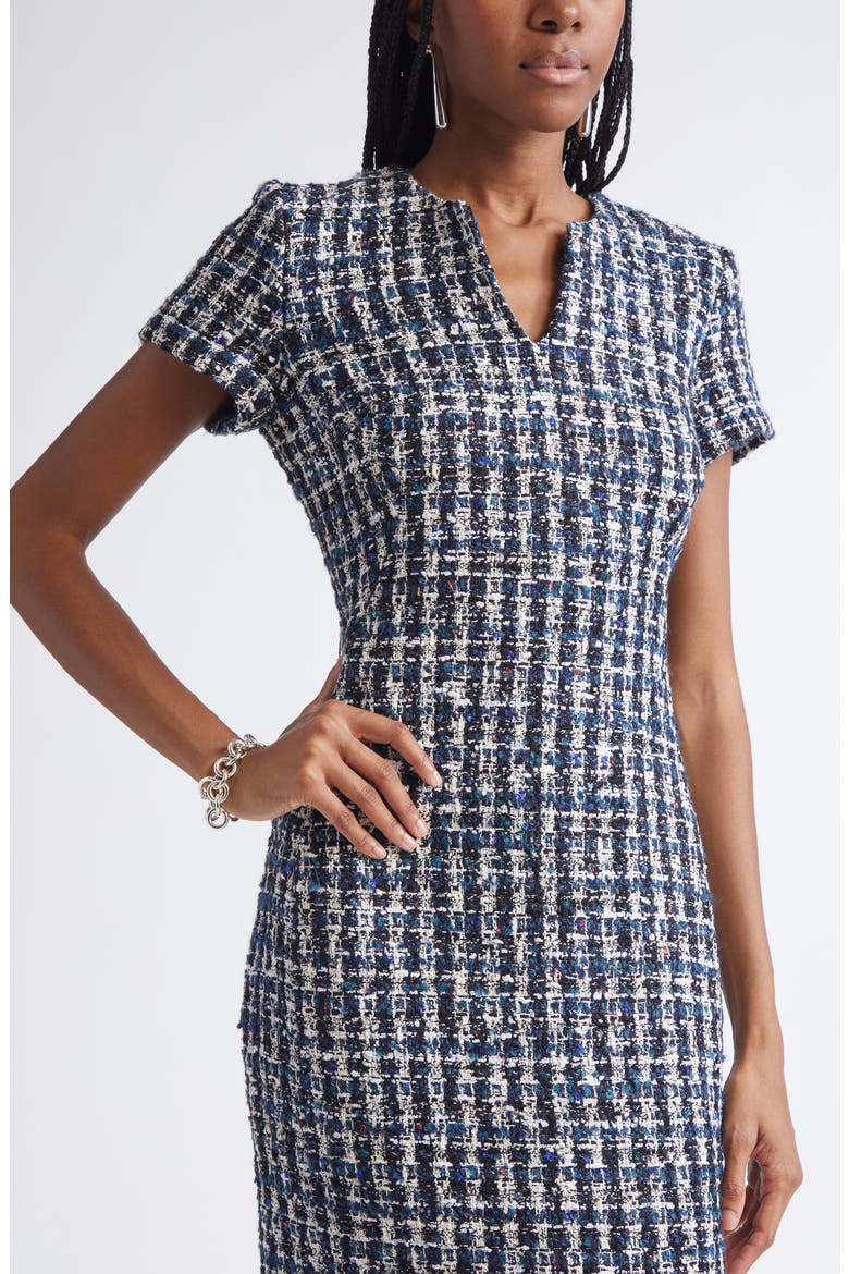 Multicolor Check Tweed Sheath Dress, Alternate, color, TOURMALINE MULTI