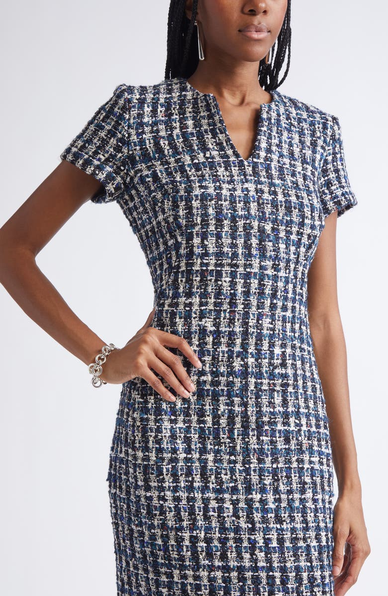 ST. JOHN Multicolor Check Tweed Sheath Dress, Alternate, color, Tourmaline Multi