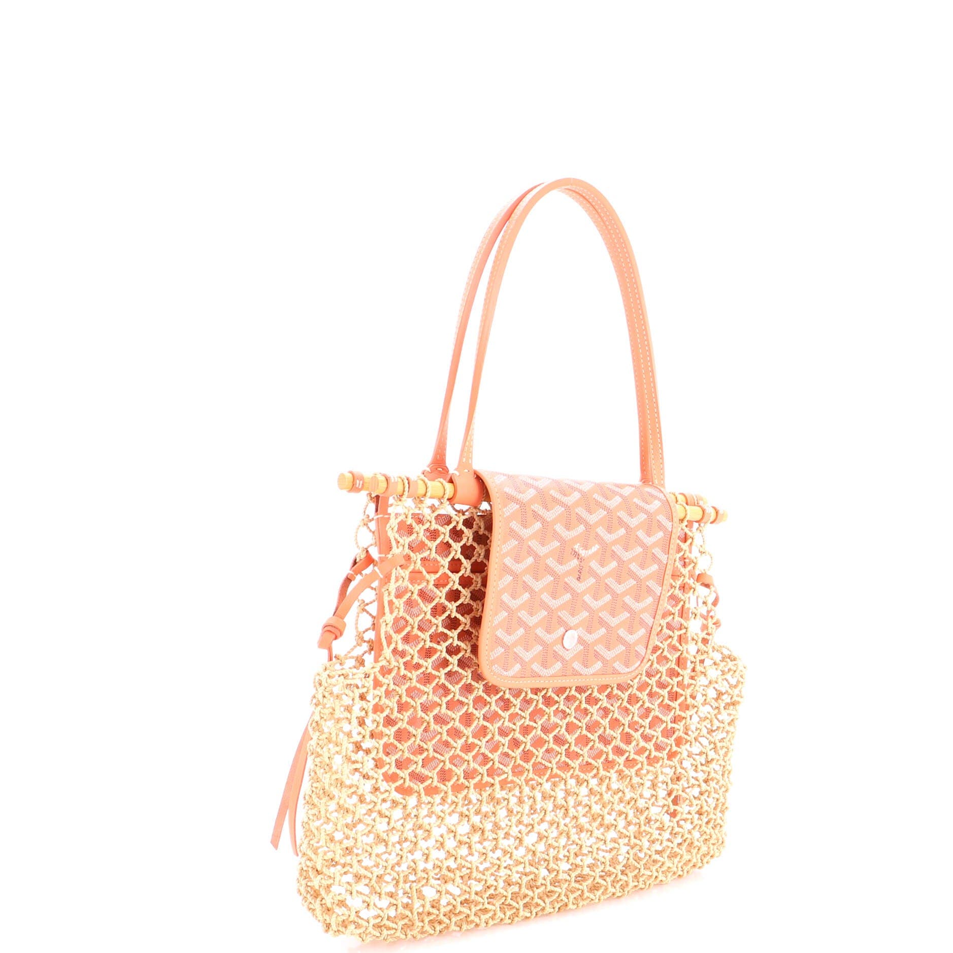 Pre-Owned Goyard Aligre Bag Raffia Net with Coated Canvas, Alternate, color, Pink
