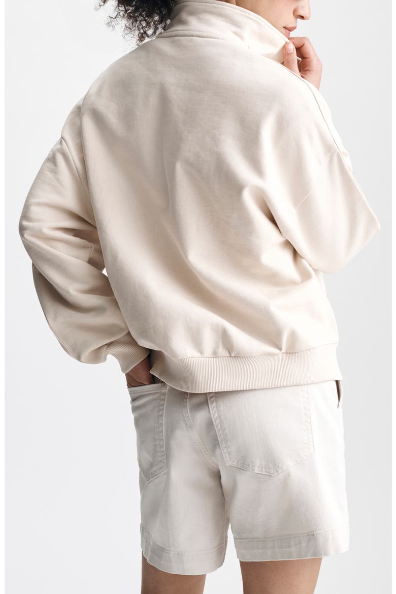 Brooklyn Oversize Half-Zip Cotton Sweatshirt, Alternate, color, SANDSHELL