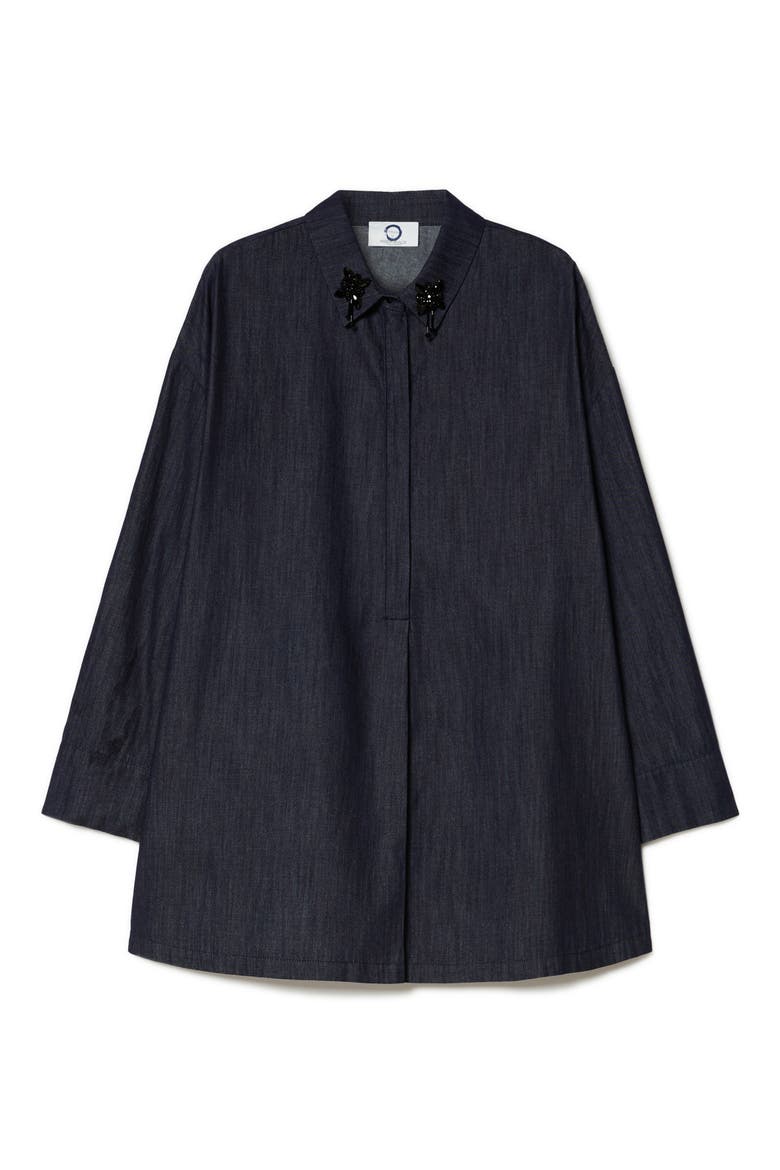 Abile Beaded Collar Denim Jacket, Alternate, color, BLUE JEANS