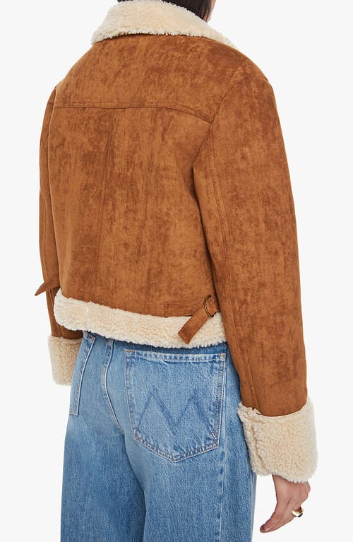 Mother The On Thin Ice Faux Suede Faux Shearling Trim Jacket In Brown