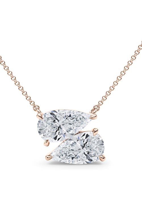 Hautecarat Lab Grown Diamond Twin Pear Cut Pendant Necklace