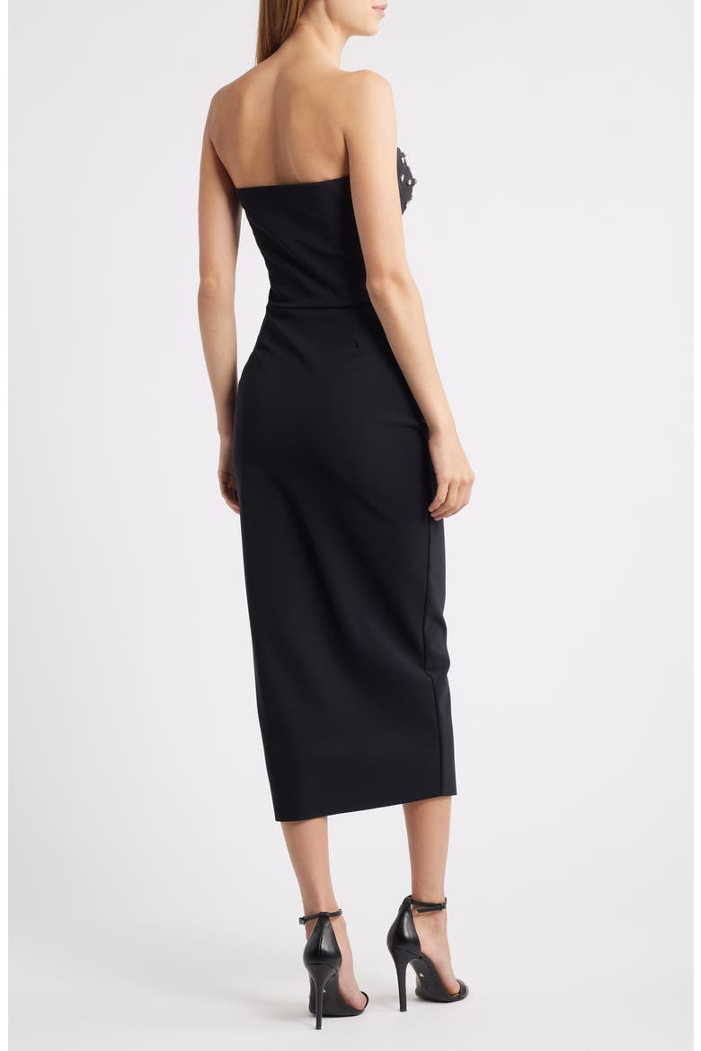 Mahta Rhinestone Detail Strapless Cocktail Dress, Alternate, color, BLACK