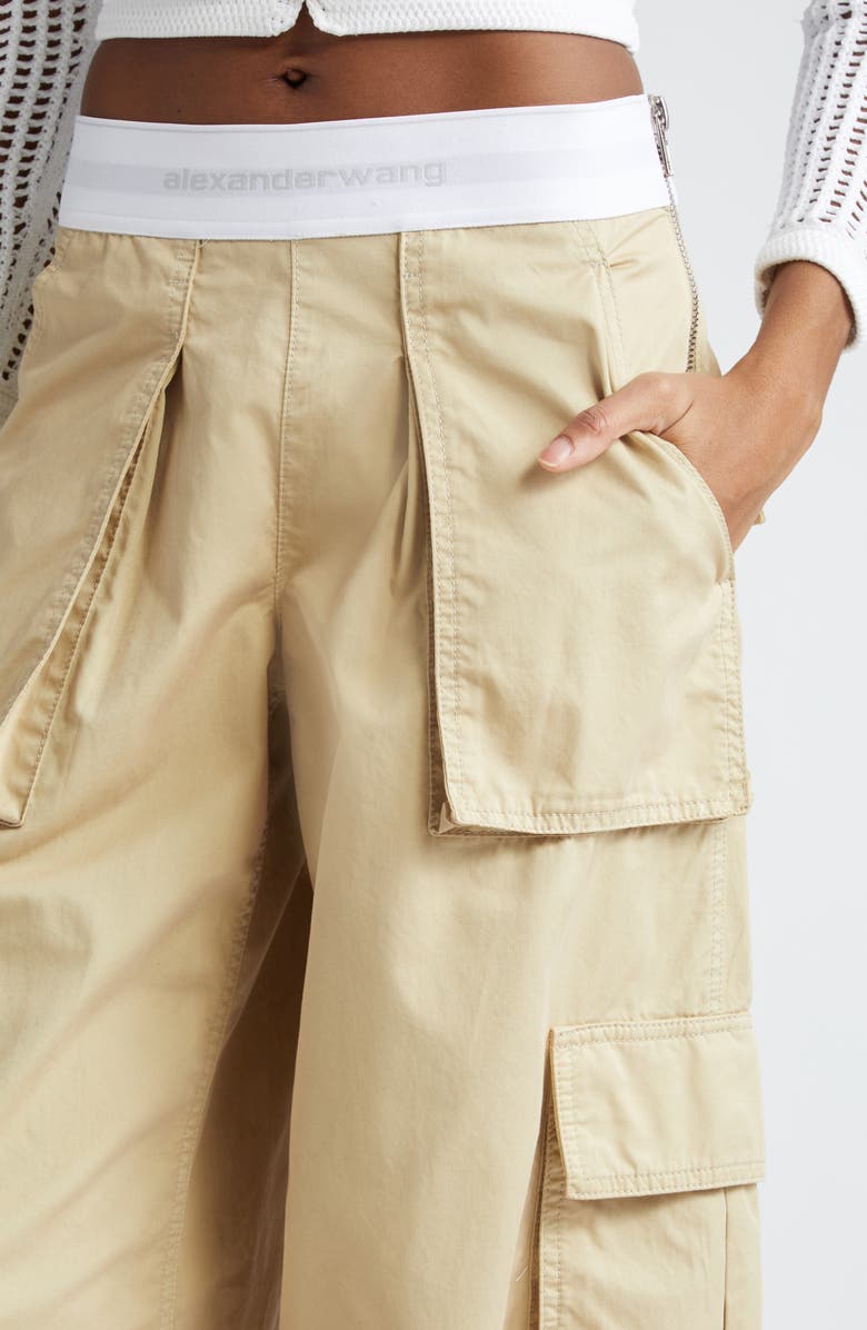 Alexander Wang Rave Logo Waist Cotton Cargo Pants, Alternate, color, 