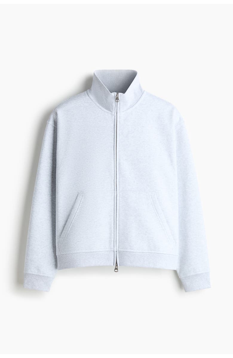 H&M Loose Fit Boxy Zip-through Sweatshirt, Main, color, Light Gray Melange