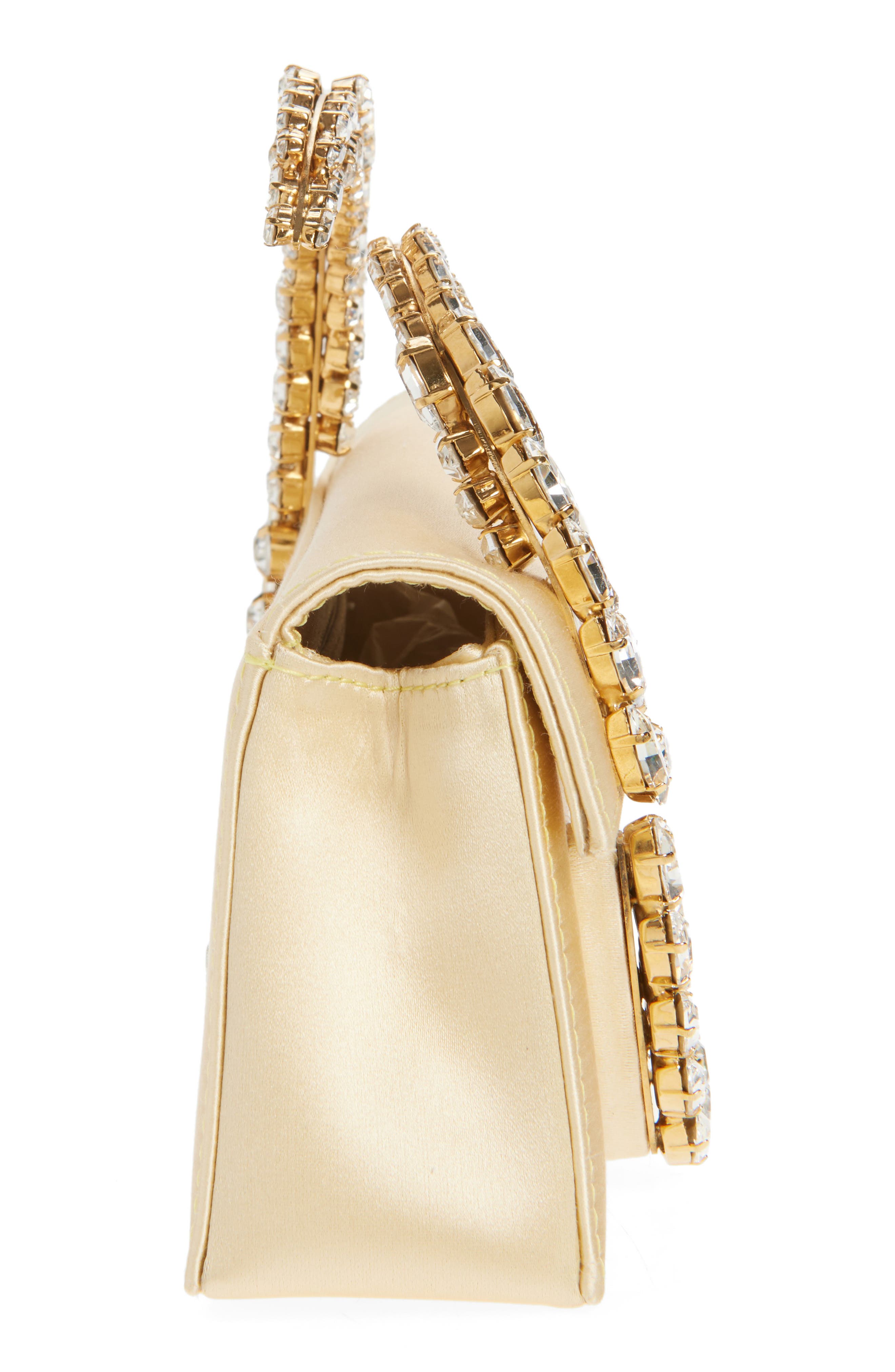 L’alingi Karma Crystal Handle Satin Clutch, Alternate, color, Butter Yellow