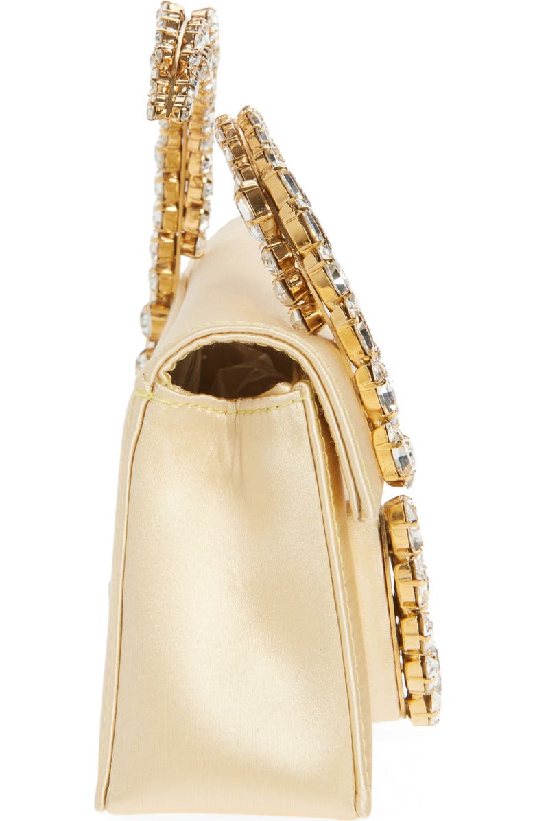 L’alingi Karma Crystal Handle Satin Clutch, Alternate, color, Butter Yellow