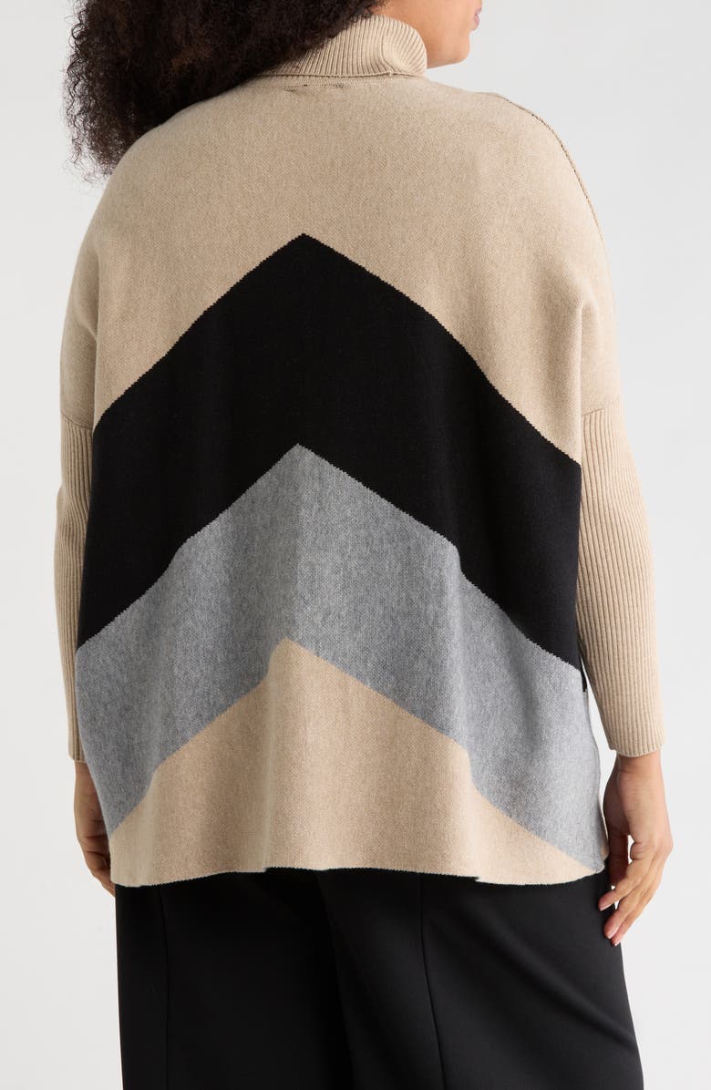 Joseph A Chevron Turtleneck Poncho, Alternate, color, Chevron Blocking